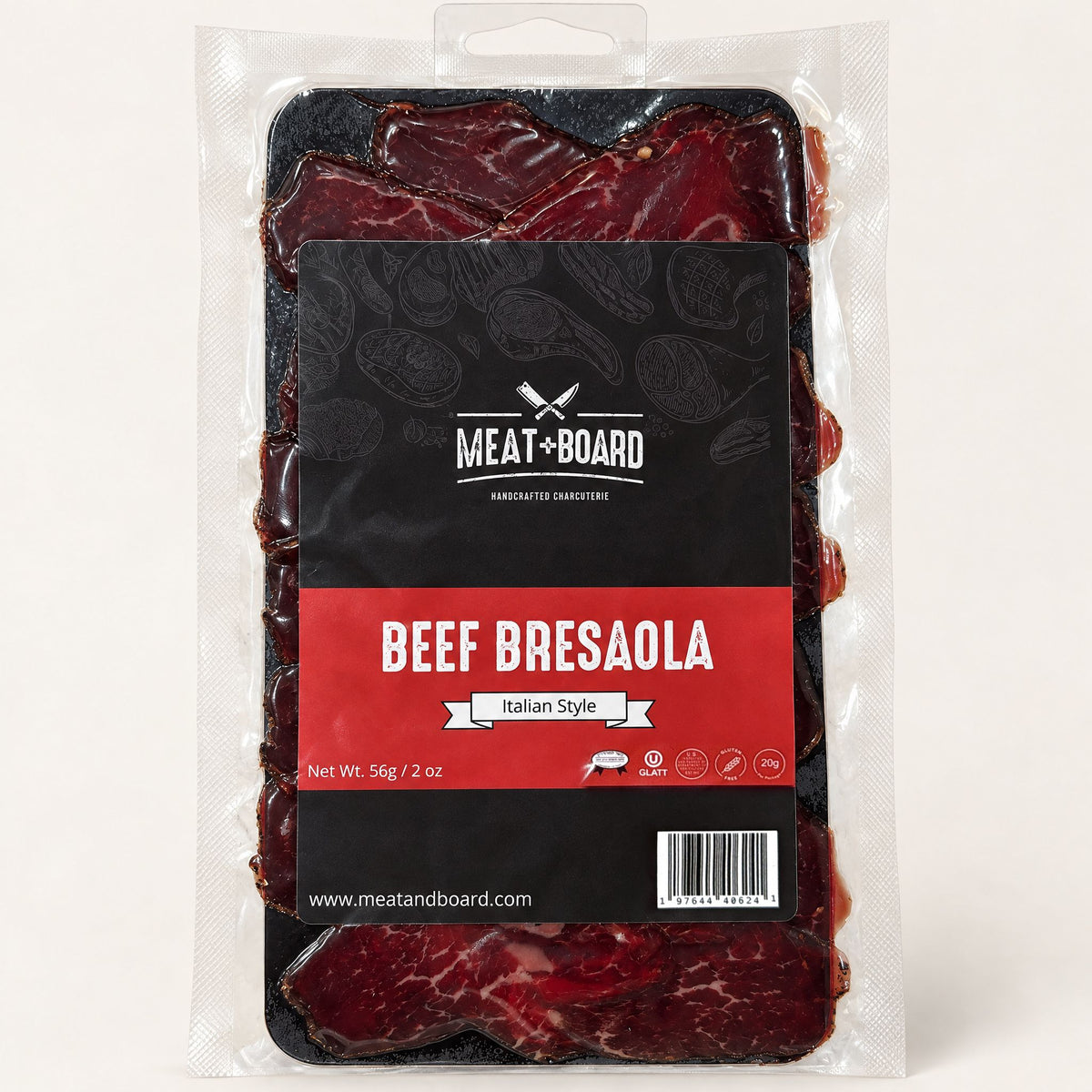 Kosher beef bresaola, thinly sliced